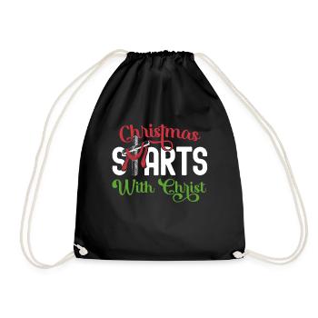 Christmas Starts With Christ Christian Cross Jesus - Drawstring Bag - black - Front