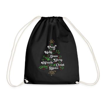 Christian Christmas Tree Family Church Jesus - Drawstring Bag - black - Front