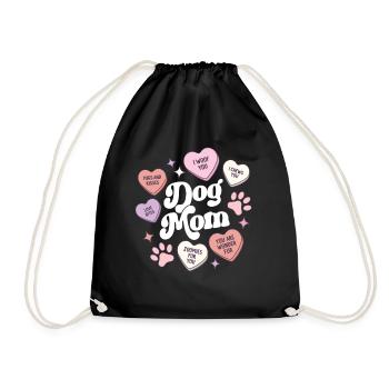Dog Mom Valentines Day Candy Hearts Galentines - Drawstring Bag - black - Front