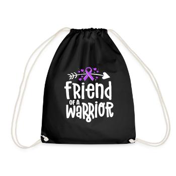 Friend Of A Warrior Purple Awareness Ribbon - Drawstring Bag - black - Front