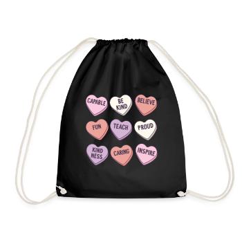 Retro Teacher Valentines Day Positive Sayings - Drawstring Bag - black - Front