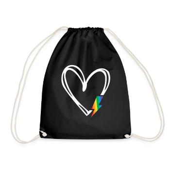 Subtiler Pride-Monat Minimalistisches Regenbogenflaggenherz - Turnbeutel - Schwarz - Vorne