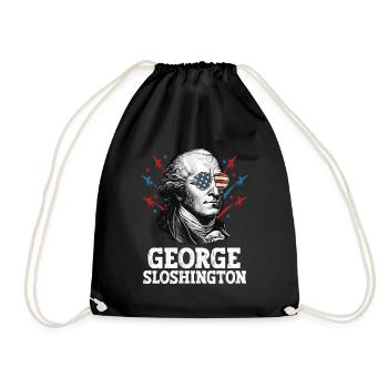 George Sloshington 4th Of July Men American Flag - Drawstring Bag - black - Front