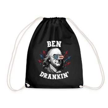 Benjamin Franklin 4. Juli Herren Amerikanische Flagge - Turnbeutel - Schwarz - Vorne