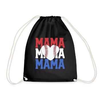 Baseball Mama Shirt Vintage Retro American - Drawstring Bag - black - Front