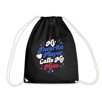 Baseball Mama Mutter Retro Mein Lieblingsspieler - Turnbeutel - Schwarz - Vorne