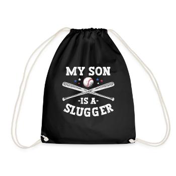 Mein Sohn ist ein Slugger Boy Eltern Vatertag - Turnbeutel - Schwarz - Vorne