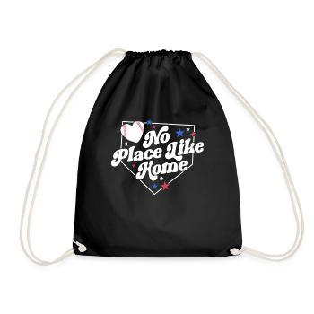 Kein Ort wie zu Hause Baseball Shirt Retro Baseball - Turnbeutel - Schwarz - Vorne