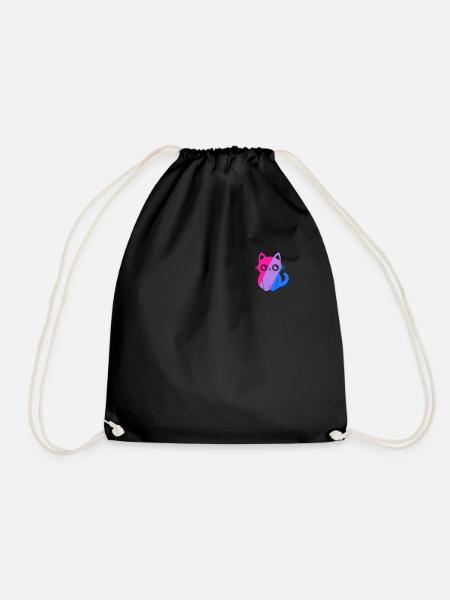Subtil Bi Pride Kawaii Katze Minimalistisch Bisexuell - Turnbeutel - Schwarz