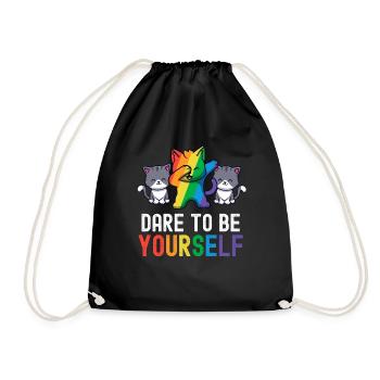 Osez être vous-même LGBT Mignon Gay Kawaii Arc-en-ciel - Sac de sport léger - noir - Devant