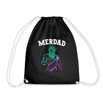 Merdad Family Mermaid Dad Of The Mermaid Birthday - Drawstring Bag - black - Front