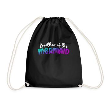 Brother Of The Mermaid Girl Family Matching - Drawstring Bag - black - Front