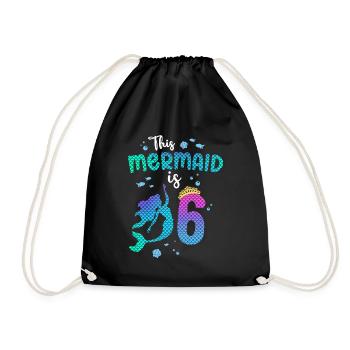 Cette sirène est 6 ans Sirène 6ème fille - Sac de sport léger - noir - Devant
