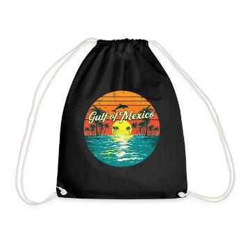Gulf of Mexico Beach Palm Trees Summer Vacation tshirt - Drawstring Bag - black - Front