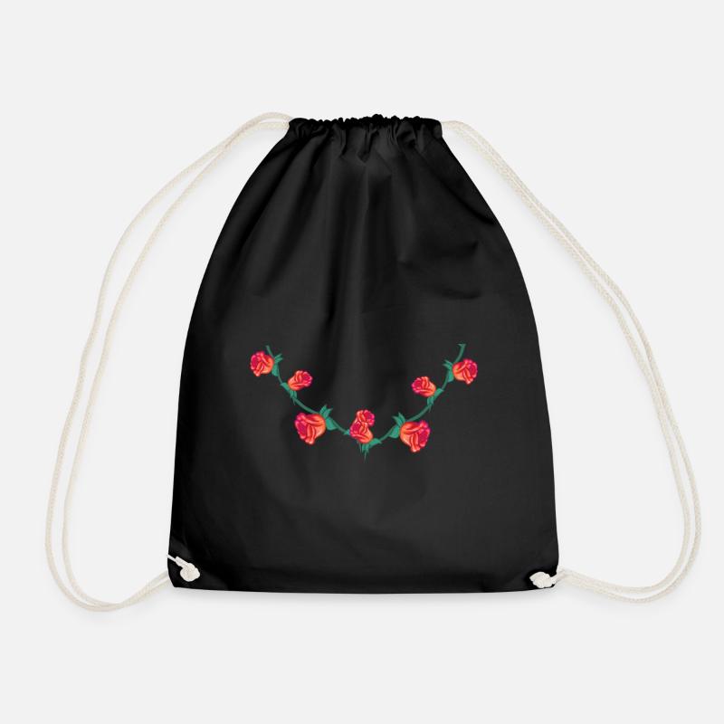 linie rosen herz blume rose form blumen - Turnbeutel - Schwarz