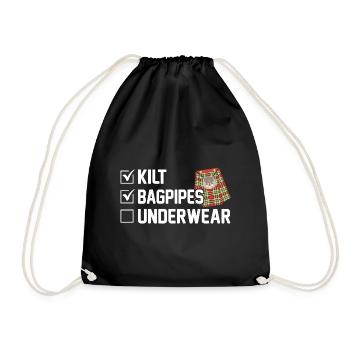 Kilt Männer Spruch Schottenrock - Turnbeutel - Schwarz - Vorne