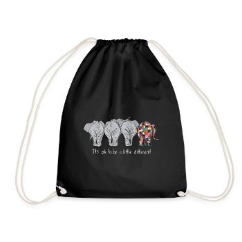 Elephant T-Shirt It's Ok To Be A Little Different - Drawstring Bag - black - Front