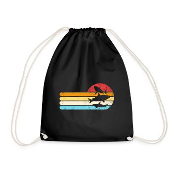 Haie Retro Sonnenuntergang Vintage Hai-Liebhaber R - Turnbeutel - Schwarz - Vorne