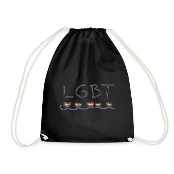 hearts lgbt love human rights symbol - Drawstring Bag - black - Front