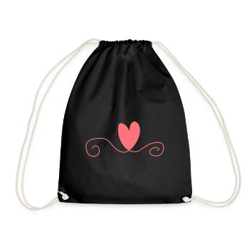 Symbole Coeur Ligne Amour Rose - Sac de sport léger - noir - Devant