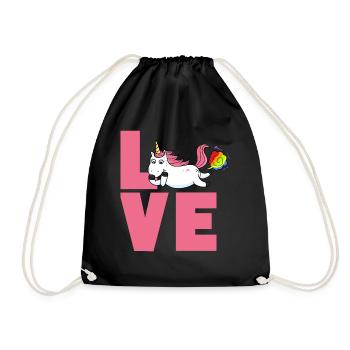 Love Einhorn - Turnbeutel - Schwarz - Vorne