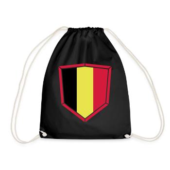 Belgium Belgien Text Flagge Cool Fußball Fan Spaß - Turnbeutel - Schwarz - Vorne