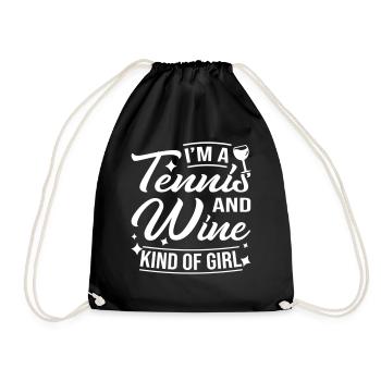 Tennis And Wine - Drawstring Bag - black - Front