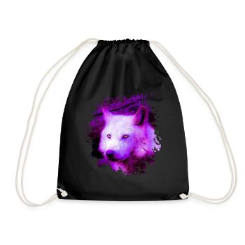 wolf - Drawstring Bag - black - Front