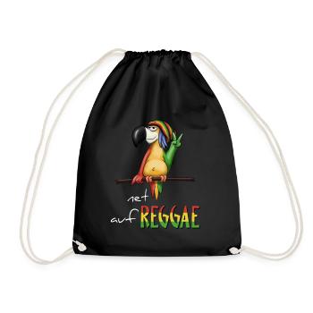 Net auf-REGGAE gechillter Rastafari Papagei Rasta - Turnbeutel - Schwarz - Vorne