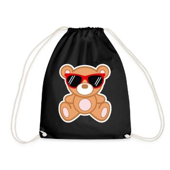 Teddy Cool 😎🐻 - süßer Teddybär mit Sonnenbrille - Turnbeutel - Schwarz - Vorne