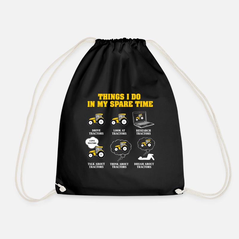 Things I Do In My Spare Time Drive Tractors - Drawstring Bag - black