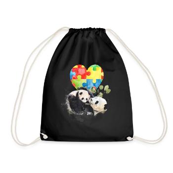 Panda Colorful Autism To Be Different - Drawstring Bag - black - Front