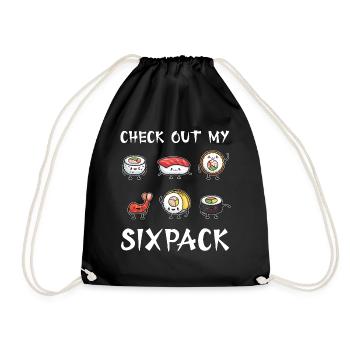 FUN SUSHI CHECK OUT MY SIXPACK KAWAII JAPAN - Drawstring Bag - black - Front
