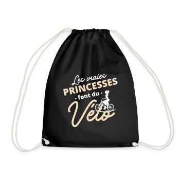 Les vraies Princesses font du vélo - Bicyclette - Sac de sport léger - noir - Devant