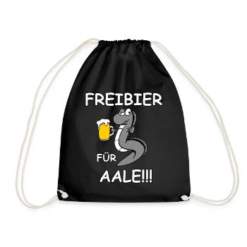 Freibier für Aale - Turnbeutel - Schwarz - Vorne