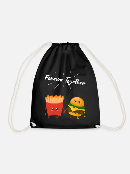 Burger & Pommes Paar Geschenk für Pommes Liebhaber - Turnbeutel - Schwarz
