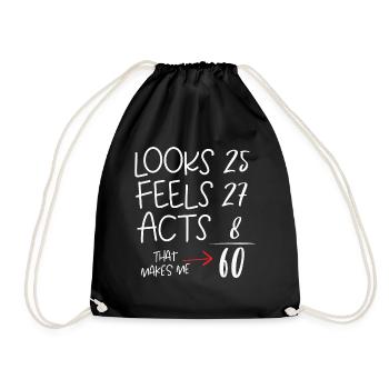 60th birthday - Drawstring Bag - black - Front