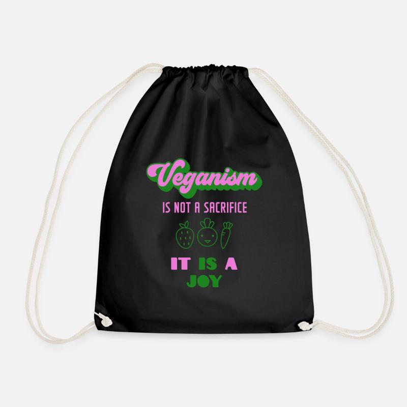 Vegan vegan vegan - Drawstring Bag - black