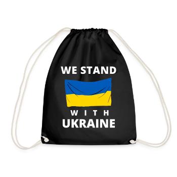 Ukraine Flag. we stand with ukraine - Drawstring Bag - black - Front