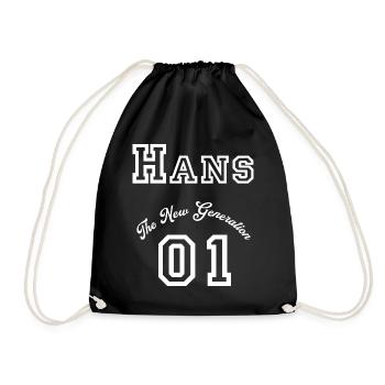 Vorname: Hans - "The New Generation", Weiß - Turnbeutel - Schwarz - Vorne