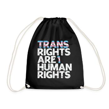 LBGT Flag Gay Pride Les droits des trans sont des droits humains - Sac de sport léger - noir - Devant