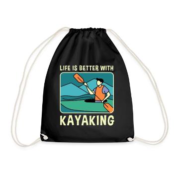 Life With Kayaking Paddling Water Sports Kayak - Drawstring Bag - black - Front