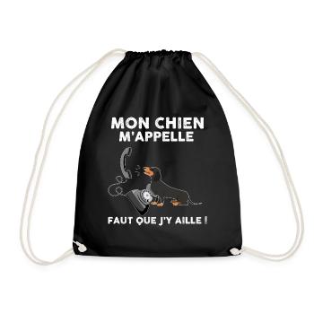 Chien Humour Avec Téléphone - Sac de sport léger - noir - Devant