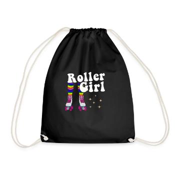 Inline Skate Gift Rollskates Roller 70s - Drawstring Bag - black - Front