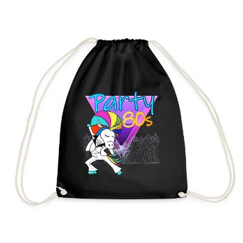 Unicorn 80s Dance Floor Evening - Drawstring Bag - black - Front