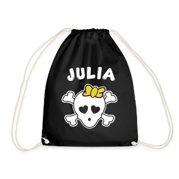 Piratin Julia Design für Mädchen und Frauen - Turnbeutel - Schwarz - Vorne