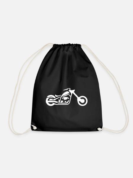 Motorrad Chopper Cruiser Biker Mechaniker Geschenk - Turnbeutel - Schwarz