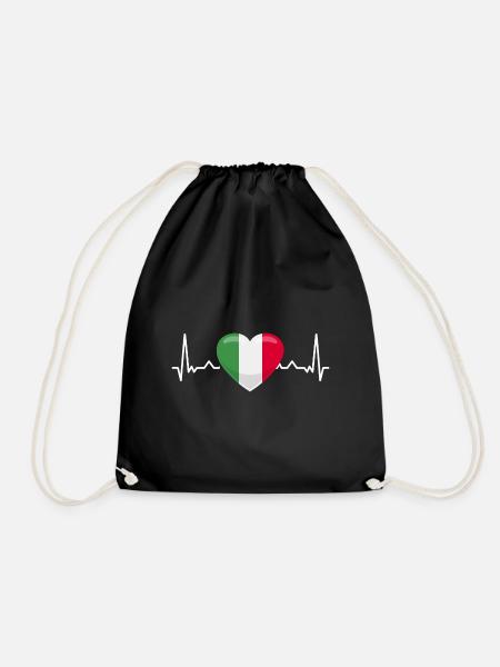 Damen Herren Italian Flag Football Team T-Shirt - Turnbeutel - Schwarz
