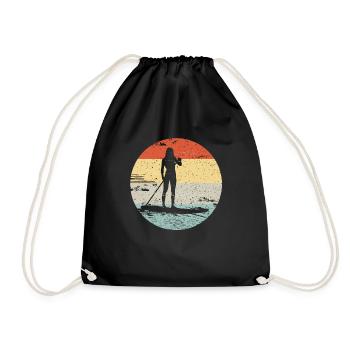 Paddle Board SUP Vintage Look Gift - Drawstring Bag - black - Front
