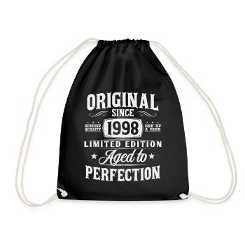 Vintage 1998 Born Vintage Birthday Gift - Drawstring Bag - black - Front